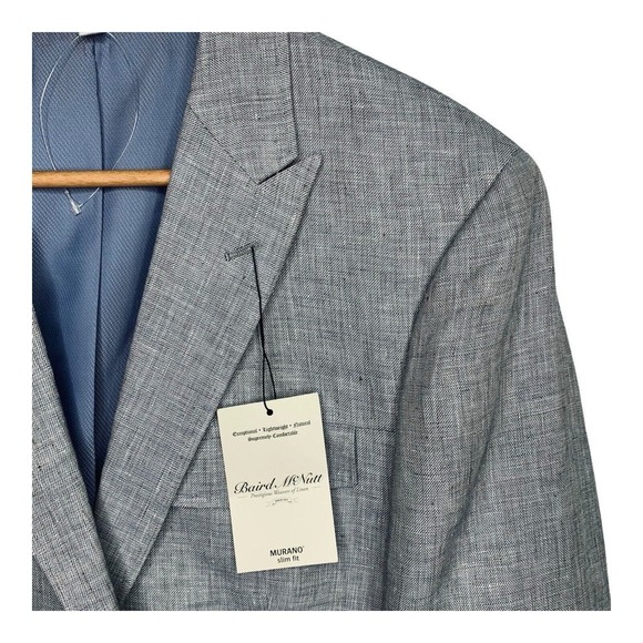Murano Baird McNutt Linen Sport Coat Mens Large Short Peak Lapel NWT $250 - Picture 4 of 12